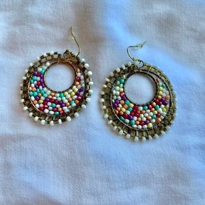 Colorful beaded dangly earrings